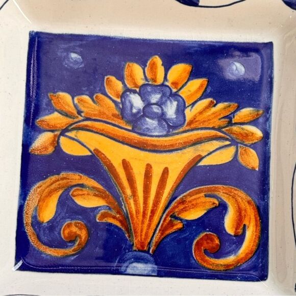 Vintage Square Decorative Unique Pottery Dish Plate. Ashtray. - Picture 2 of 10